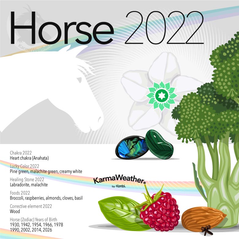 Infographic of the Chinese zodiac animal-sign of the Horse in 2022