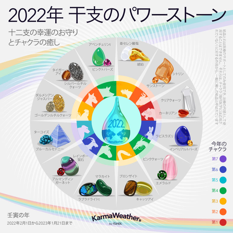 2022年の干支の幸運な石のインフォグラフィック