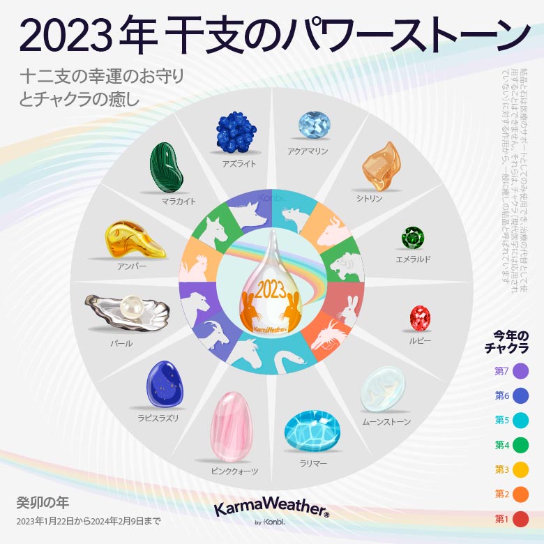 2023年の干支の幸運な石のインフォグラフィック