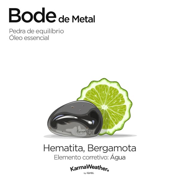 Bode de Metal: pedra de equilíbrio e óleo essencial