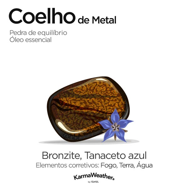 Coelho de Metal: pedra de equilíbrio e óleo essencial