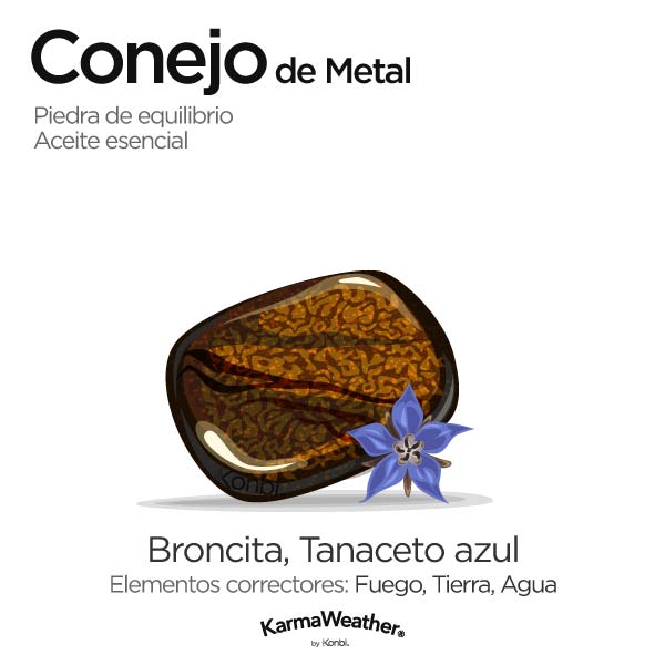 Conejo de Metal: piedra de equilibrio y aceite esencial