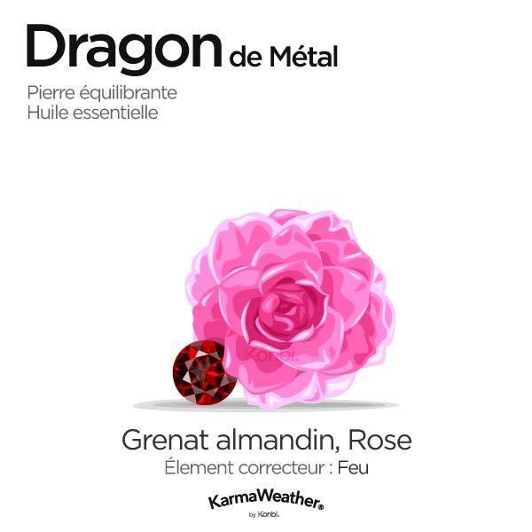 Dragon de Métal: pierre équilibrante et huile essentielle