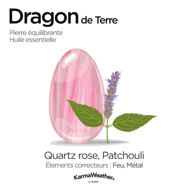 Dragon de Terre: pierre équilibrante et huile essentielle