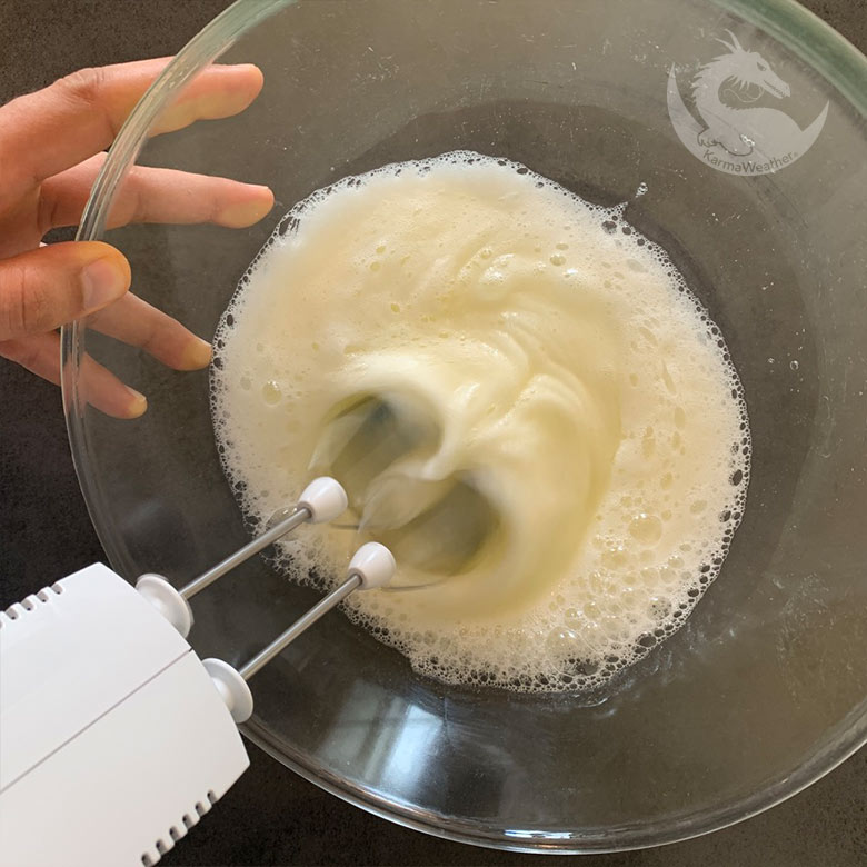 Whisking the egg whites