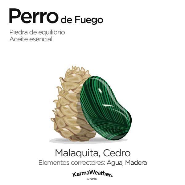 Perro de Fuego: piedra de equilibrio y aceite esencial