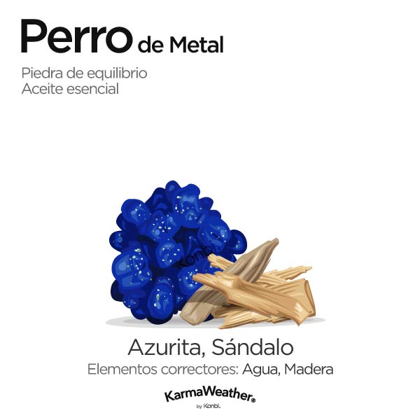 Perro de Metal: piedra de equilibrio y aceite esencial