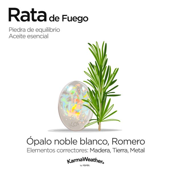 Rata de Fuego: piedra de equilibrio y aceite esencial