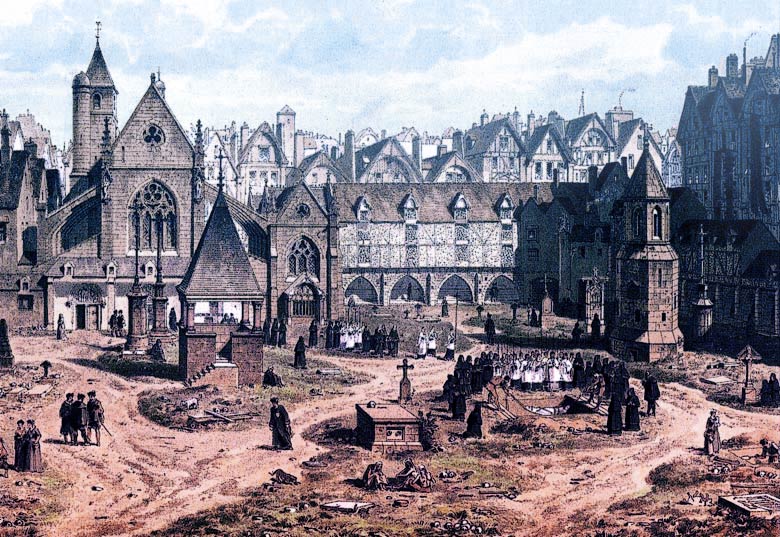 Saints Innocents' cemetery in Paris by Theodor Hoffbauer