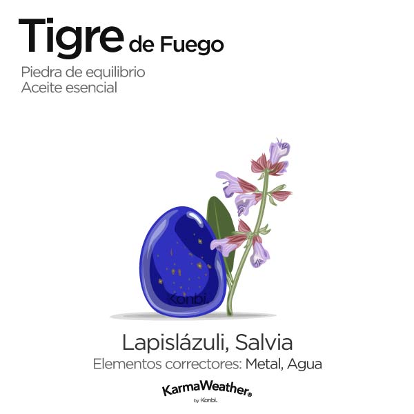 Tigre de Fuego: piedra de equilibrio y aceite esencial