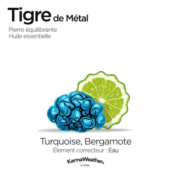 Tigre de Métal: pierre équilibrante et huile essentielle