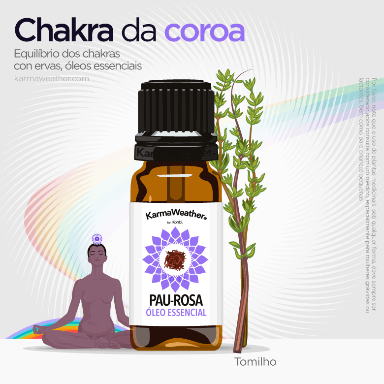 Equilíbrio do chakra da coroa com ervas e óleo essencial