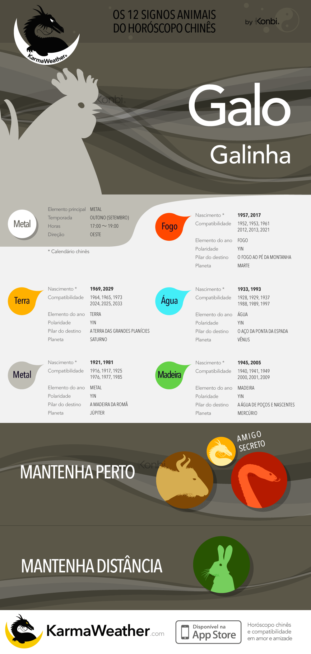 O Galo da astrologia chinesa: infográfico completo